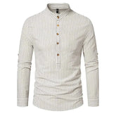 Camisa Masculina Gola Padre 100% Algodão CAMISA06 G2 Sr Alpha Beige P