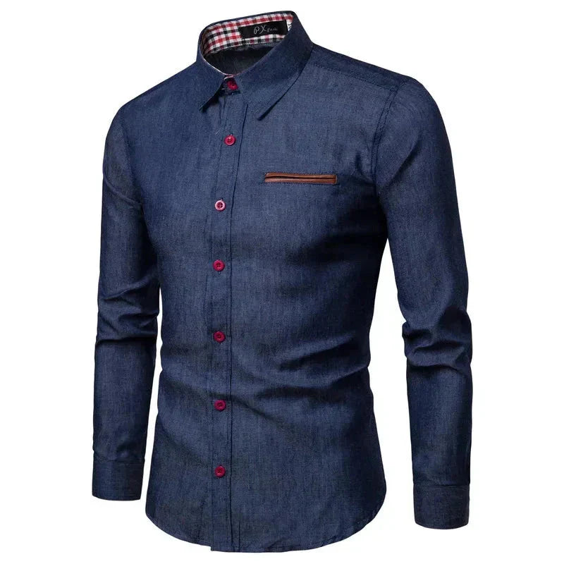 Camisa Masculina Manga Longa Casual CAMISA004 G2 Sr Alpha Azul Marinho PP