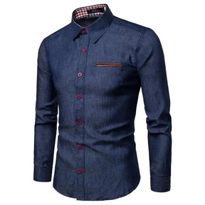 Camisa Masculina Manga Longa Casual CAMISA004 G2 Sr Alpha Azul Marinho PP 