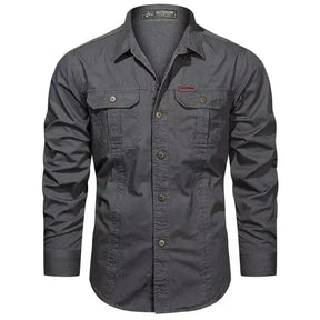 Camisa Masculina Manga Longa Militar Camisa Manga Longa Masculina Militar Sr Alpha Cinza P 