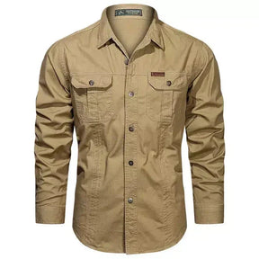 Camisa Masculina Manga Longa Militar Camisa Manga Longa Masculina Militar Sr Alpha Marrom P 